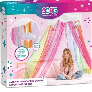3C4G THREE CHEERSRainbow🌈Bright BedCanopy forGirls👧🏻 8’Height&24’DiameterHoop